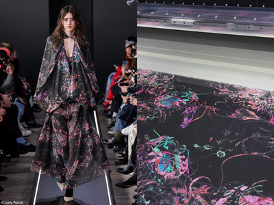 Floraniaがミラノ・ファッションウィークで発表したサステナブルなファッションのかたちを、京セラの捺染インクジェットプリンターが支える