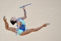 ロンドン五輪、新体操の各国選手の演技を紹介する。写真は個人総合で銅メダルを獲得したベラルーシのリボフ・チャルカシナ（Liubou Charkashyna、2012年8月11日撮影）。(c)AFP/BEN STANSALL
