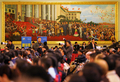 2007年10月14日、北京（Beijing）・人民大会堂（Great Hall of the People）で、党大会の記者会見を取材する報道陣。(c)AFP/Frederic J. BROWN