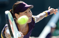 女子テニス、東レ・パンパシフィック・オープン（Toray Pan Pacific Open 2012）シングルス1回戦。リターンを打つクルム伊達公子（Kimiko Date-Krumm、2012年9月24日撮影）。(c)AFP/TOSHIFUMI KITAMURA
