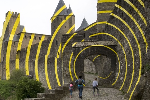 抽象風景画「城塞（カルカソンヌ）」額装 原画 img_fdbcb199a8926326b66a04e3de