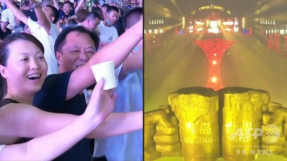 動画：中国・青島で恒例のビール祭り開幕、マスク外し乾杯