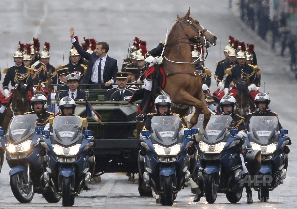 仏新大統領就任パレード 後脚で立つ馬 ナポレオン肖像画風 写真1枚 国際ニュース Afpbb News