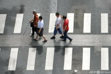 視覚障害者用の初のスマート横断歩道が開通 中国・広西南寧 写真1枚