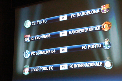 欧州CL2007-08・決勝トーナメント1回戦の組み合わせが決定