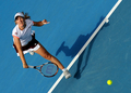 全豪オープン（%%Australian Open Tennis Tournament 2008%%）女子シングルス3回戦でフランチェスカ・スキアボーネ（%%Francesca Schiavone%%、イタリア）と対戦するジュスティーヌ・エナン。（2008年1月18日撮影）(c)AFP/ROMEO GACAD