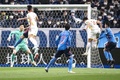 2022年サッカーW杯カタール大会アジア最終予選グループB、日本対ベトナム。ゴールを決めるベトナムのグエン・タイン・ビン（右から2人目、2022年3月29日撮影）。(c)Charly TRIBALLEAU / AFP