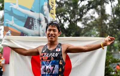 酷暑と大気汚染の中で男子50km競歩、勝木が金獲得 アジア大会