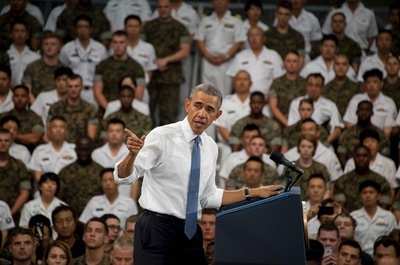 オバマ米大統領、米軍岩国基地を訪問