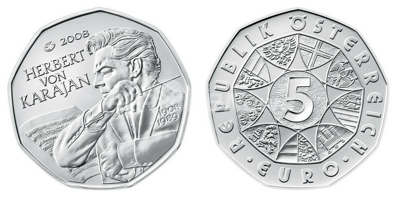 指揮者カラヤン描いた5ユーロ硬貨 オーストリアに登場 写真1枚 国際ニュース Afpbb News