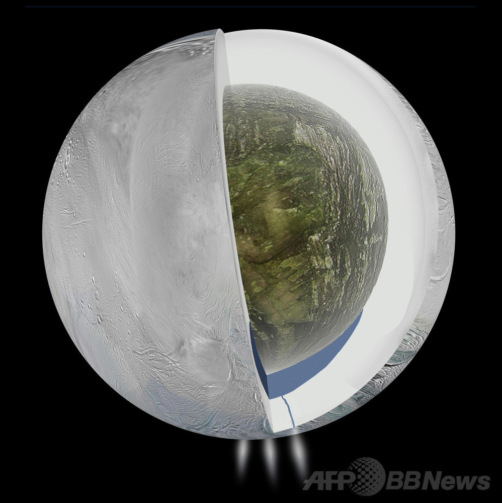 土星の衛星、探査機が氷の下に海を観測 生命存在の可能性も 写真