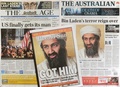 ウサマ・ビンラディン容疑者が殺害されたことを伝える新聞各紙。オーストラリアのメルボルンで（2011年5月3日撮影）。(c)AFP PHOTO / WILLIAM WEST