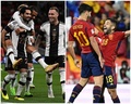 サッカードイツ代表選手とスペイン代表選手のコンボ写真（2022年11月9日作成）。(c)BEN STANSALL / JAVIER SORIANO / AFP