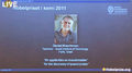 2011年のノーベル化学賞受賞が発表されたダニエル・シェヒトマン（Daniel Shechtman）氏（2011年10月5日撮影）。(c)AFP/NOBELPRIZE.ORG