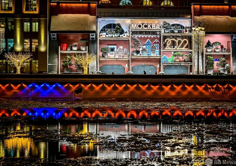 【今日の1枚】新年の装い、モスクワ川の堤防沿い