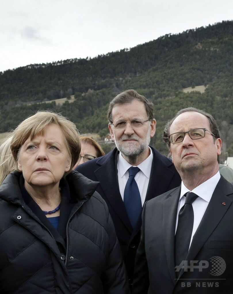 仏独西の3首脳、独機墜落の現場を視察